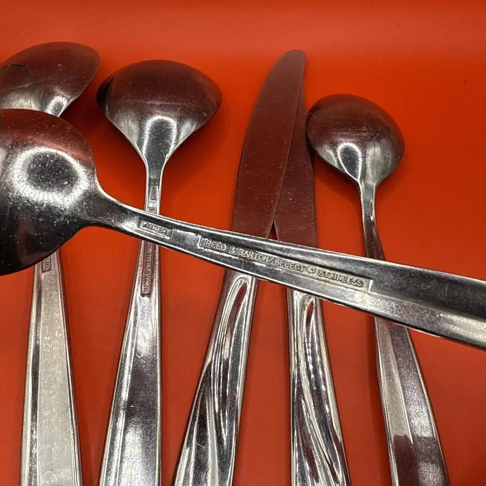 (6)Reed & Barton EDGARTOWN Soup Serving Spoon Knife Stainless Flatware Glossy